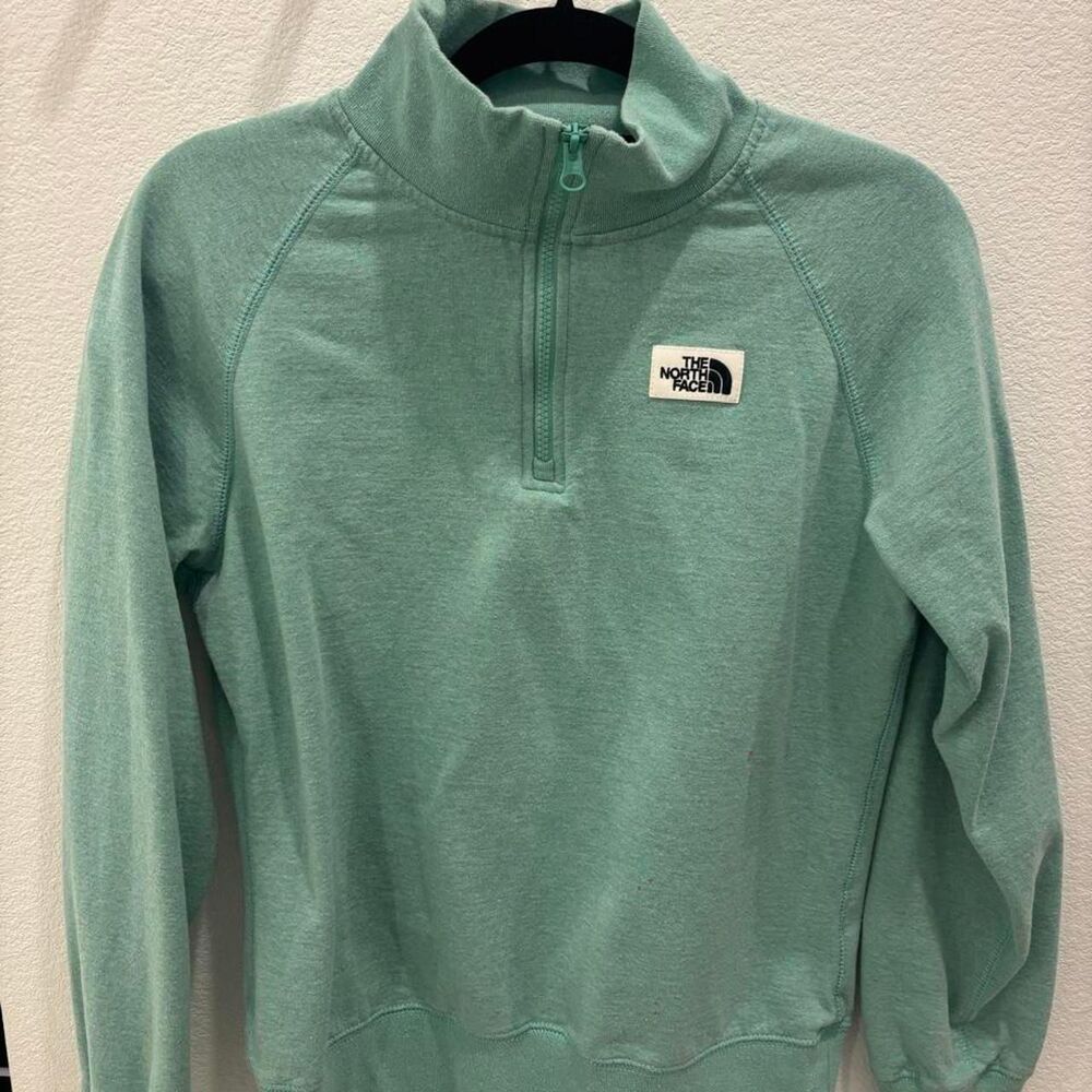 The North Face mint quarter zip sweatshirt